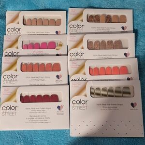 Color Street Nail Polish Strips Set - Pink, Red, Gold, Black